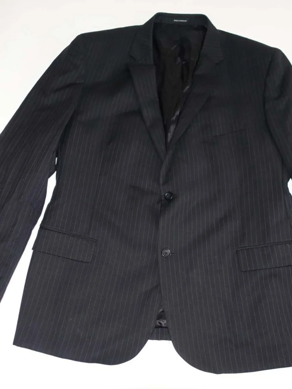 Pronto Uomo Mens Pinstripe 2 Button Suit Size 46 X-Long 40 x 34.5 Dark Gray 46XL